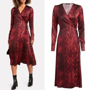 NWT ANDAMANE BEBERLY Wrap Midi Dress Red Python Print MADE IN ITALY 🇮🇹 Size XS